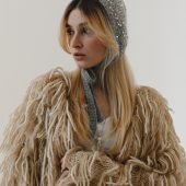 Hand Knitted Wool Bonnet: Sequined Ear Flap Hat