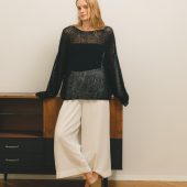 Hand-knitted Olive Mohair Pullover: Lightweight Fuzzy Sweater