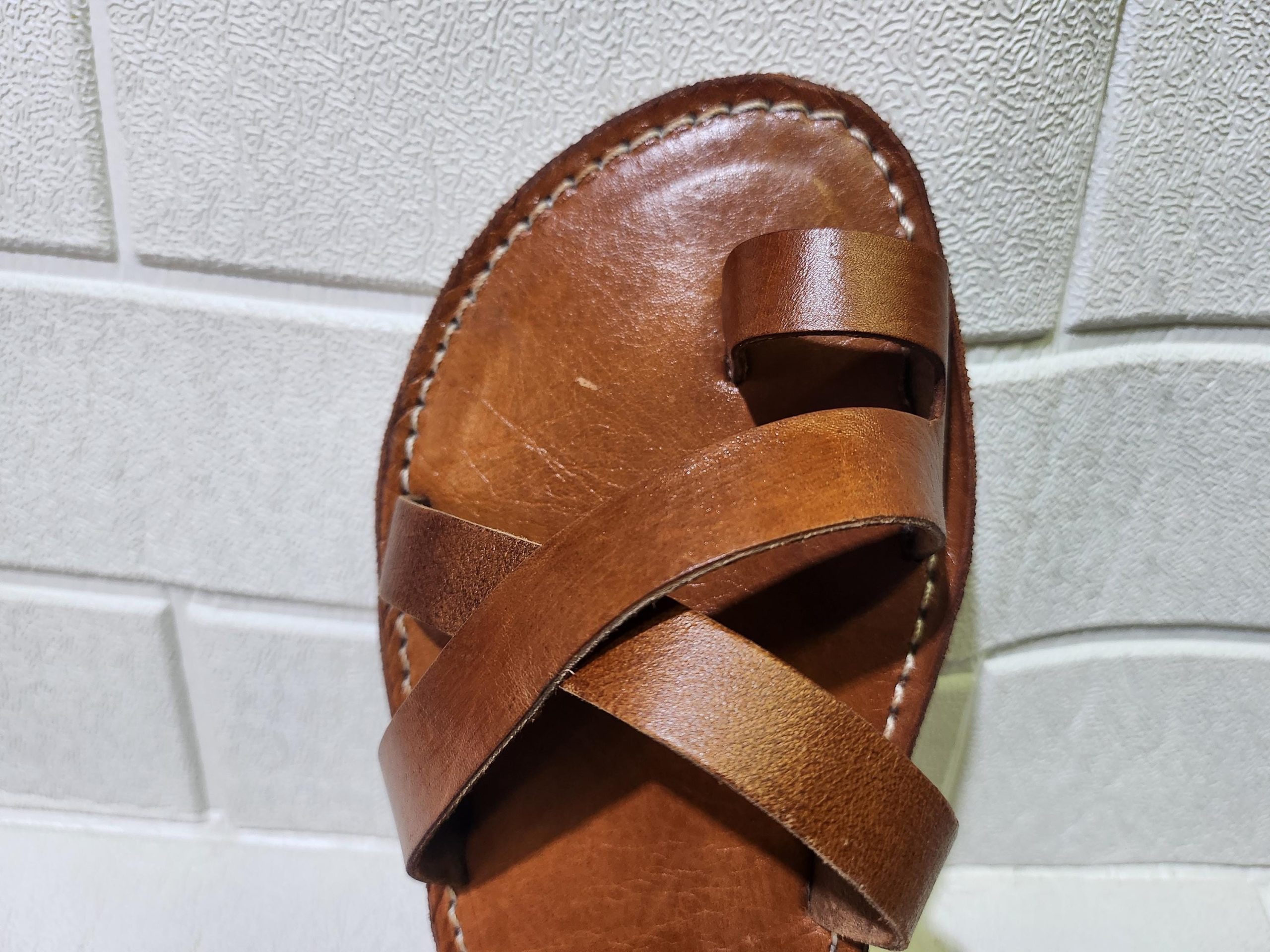 Handmade Moroccan Leather Sandals For Women – Brown Toe Loop Flat Sandals – Genuine Leather Summer Shoes – Buckle Strap Design