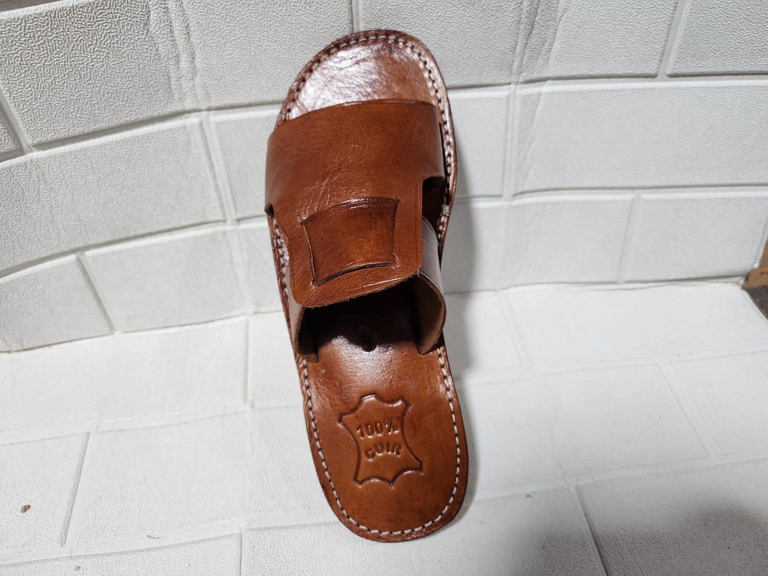 Handmade Moroccan Leather Sandals For Men – Brown Slip-on Summer Sandals – Traditional Men’s Shoes Eu 40 To 50 – Open Toe Artisanal Footwear