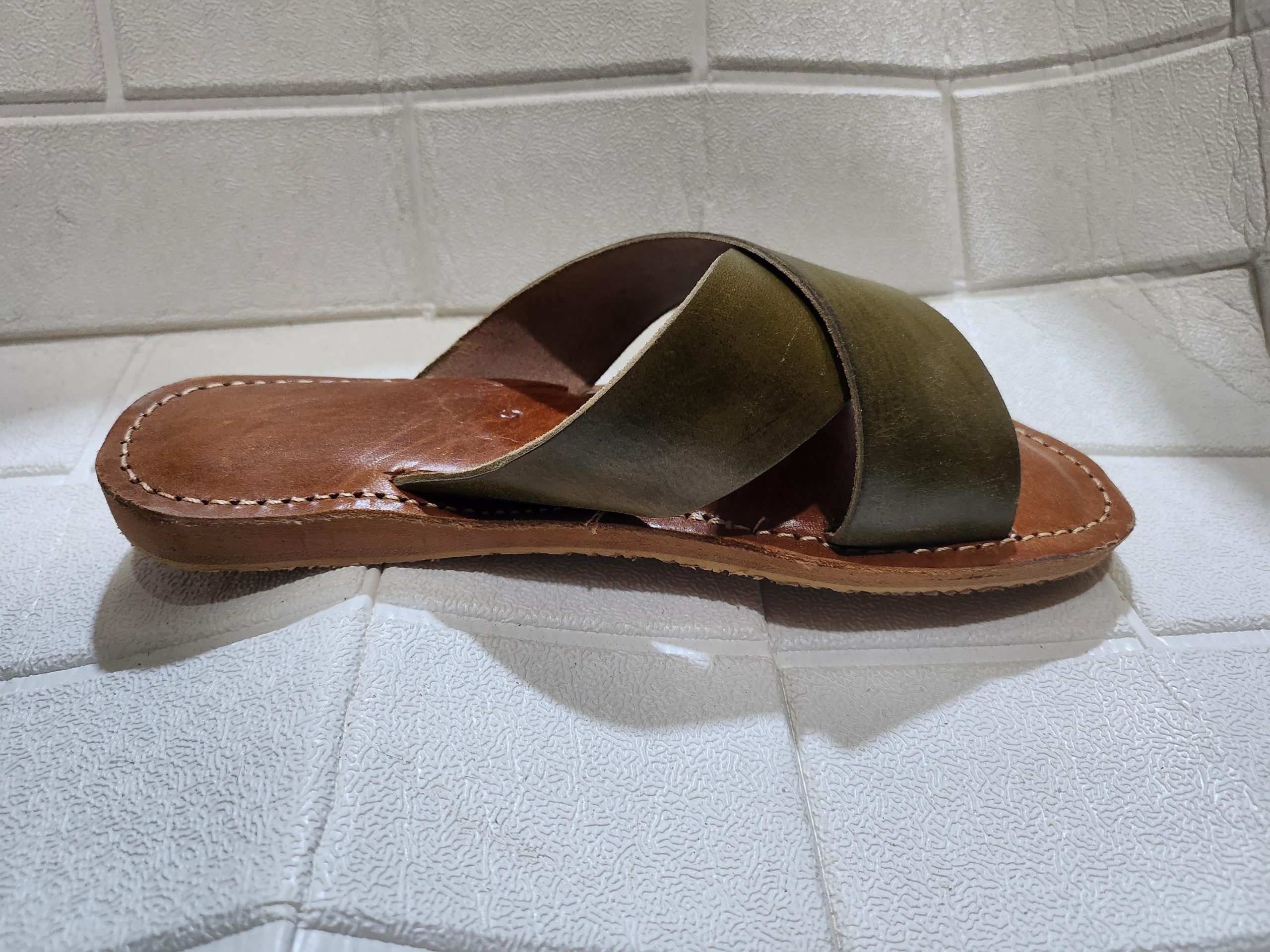 Handmade Moroccan Leather Sandals For Women – Green Slip On Summer Sandals – Beach Shoes – Leather Sandal Women – Women Summer Shoes