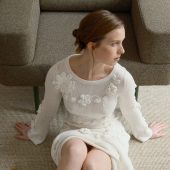 Handmade White Crochet Long Dress With Flowers, Boho Wedding Dress