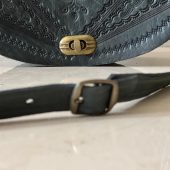 Handmade Moroccan Leather Crossbody Bag – Tooled Floral Carving Saddle Purse – Boho Vintage Shoulder Bag – Artisan Cowhide Leather Handbag