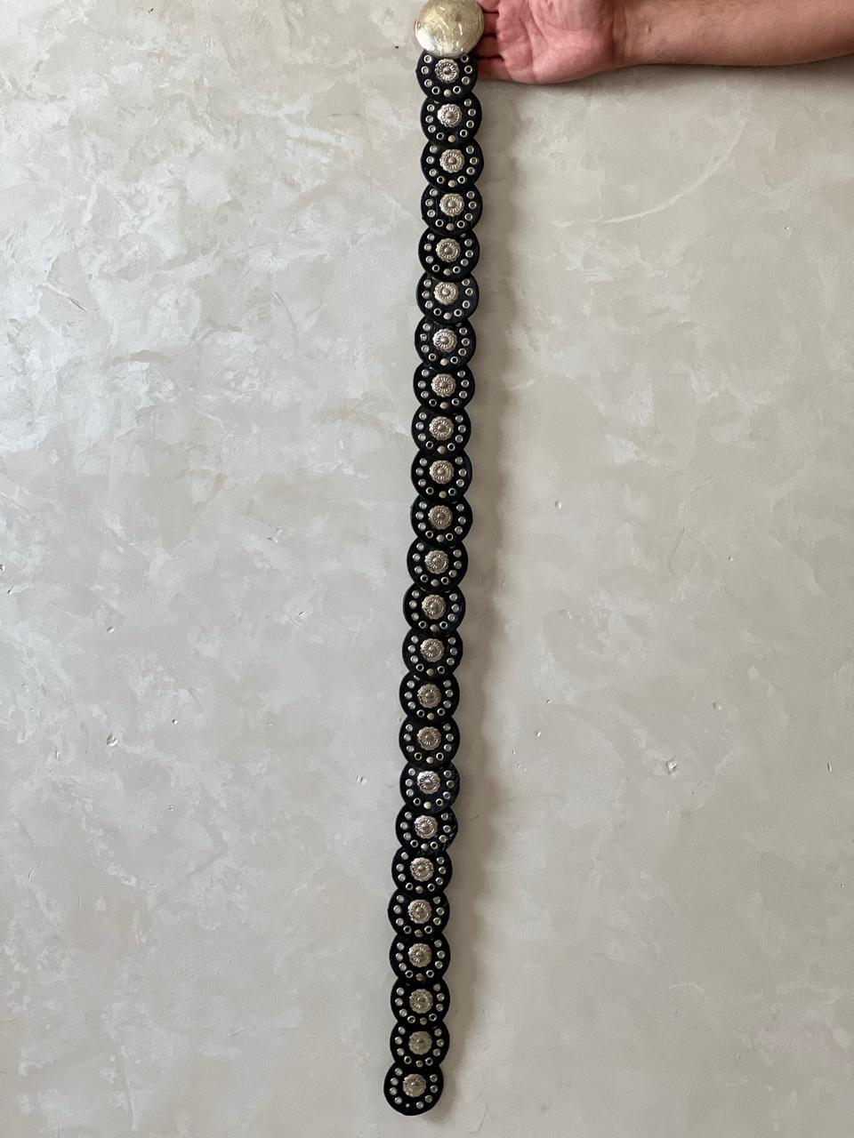 Vintage Moroccan Leather Concho Belt – Wide Studded Waist Belt For Women Halloween