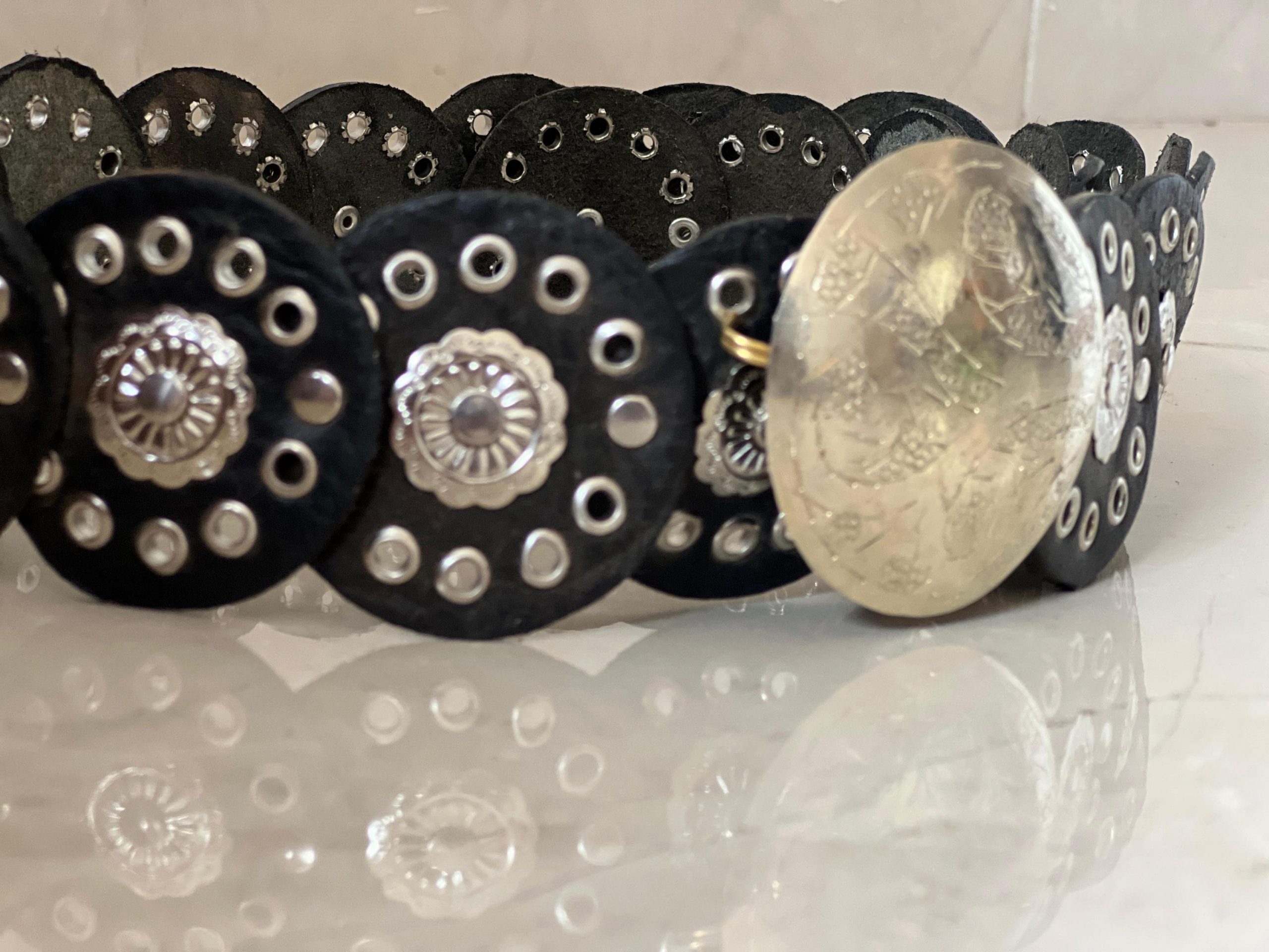 Vintage Moroccan Leather Concho Belt – Wide Studded Waist Belt For Women Halloween